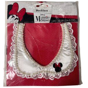 Disney Minnie Mouse Necklace Lace Ribbon Tieback Beads Costume Lace Trim Pearl